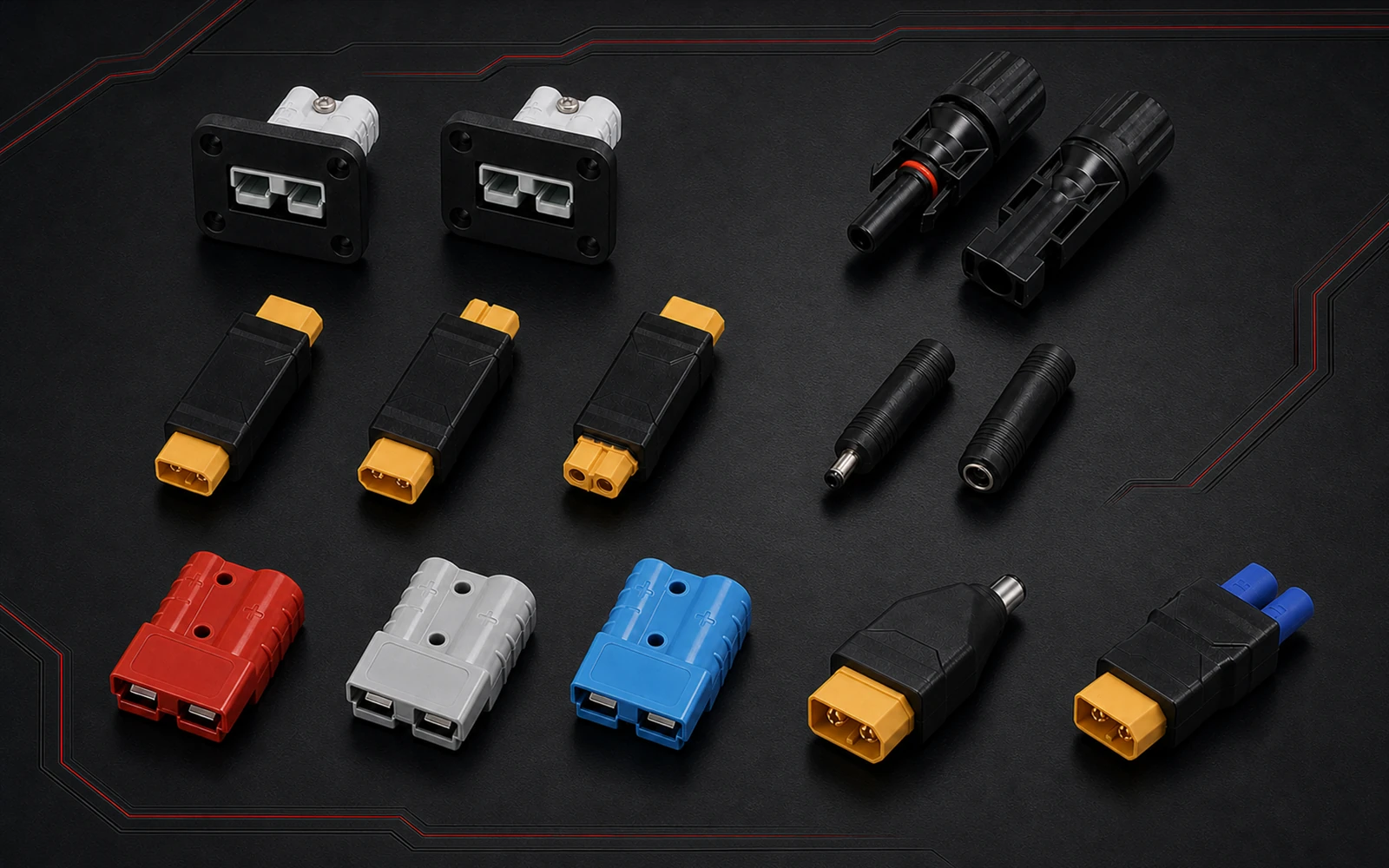 Cable connectors: MC4, Anderson-style, SAE, REMA and XT series