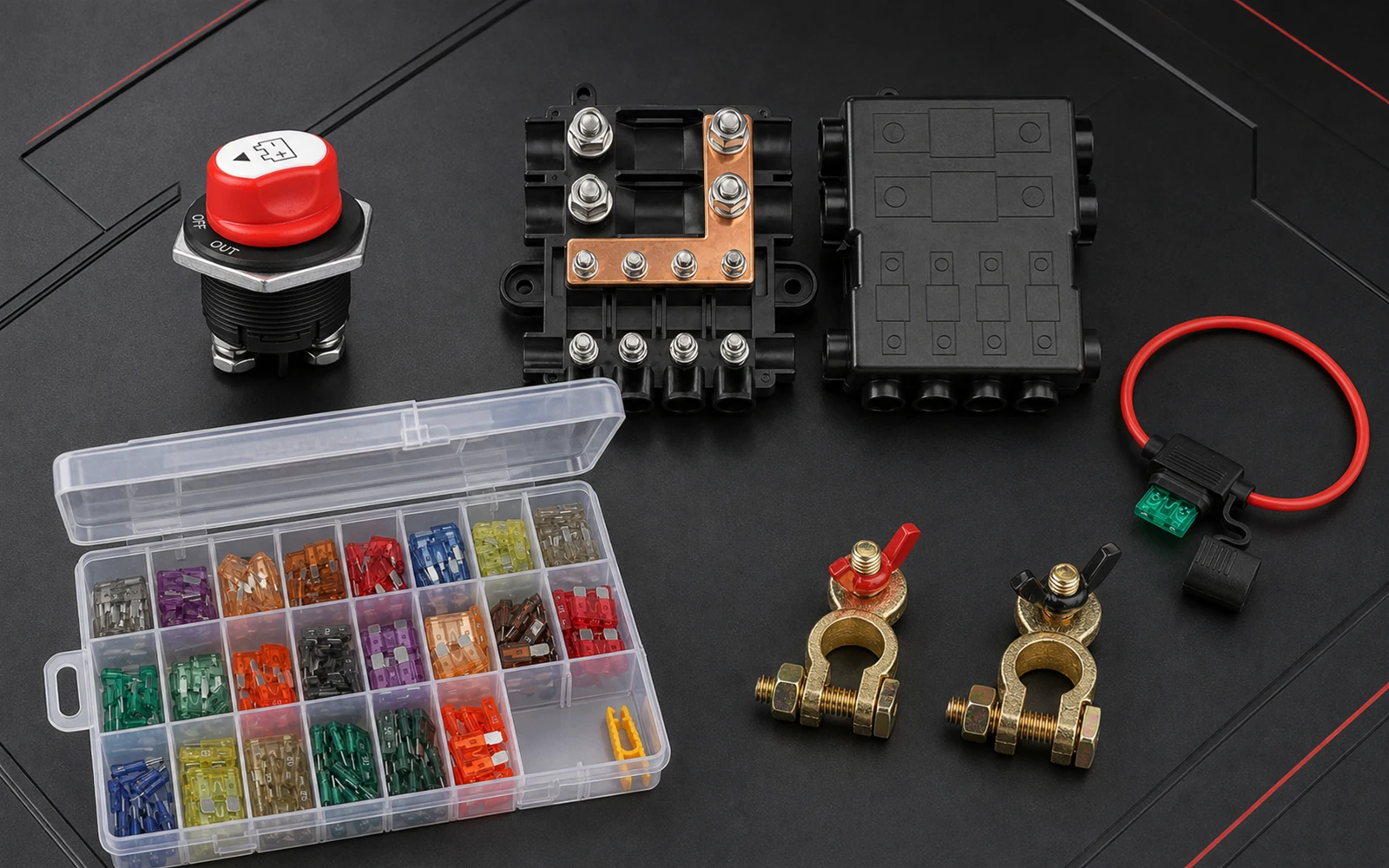 Circuit breakers, battery switches and fuse holders
